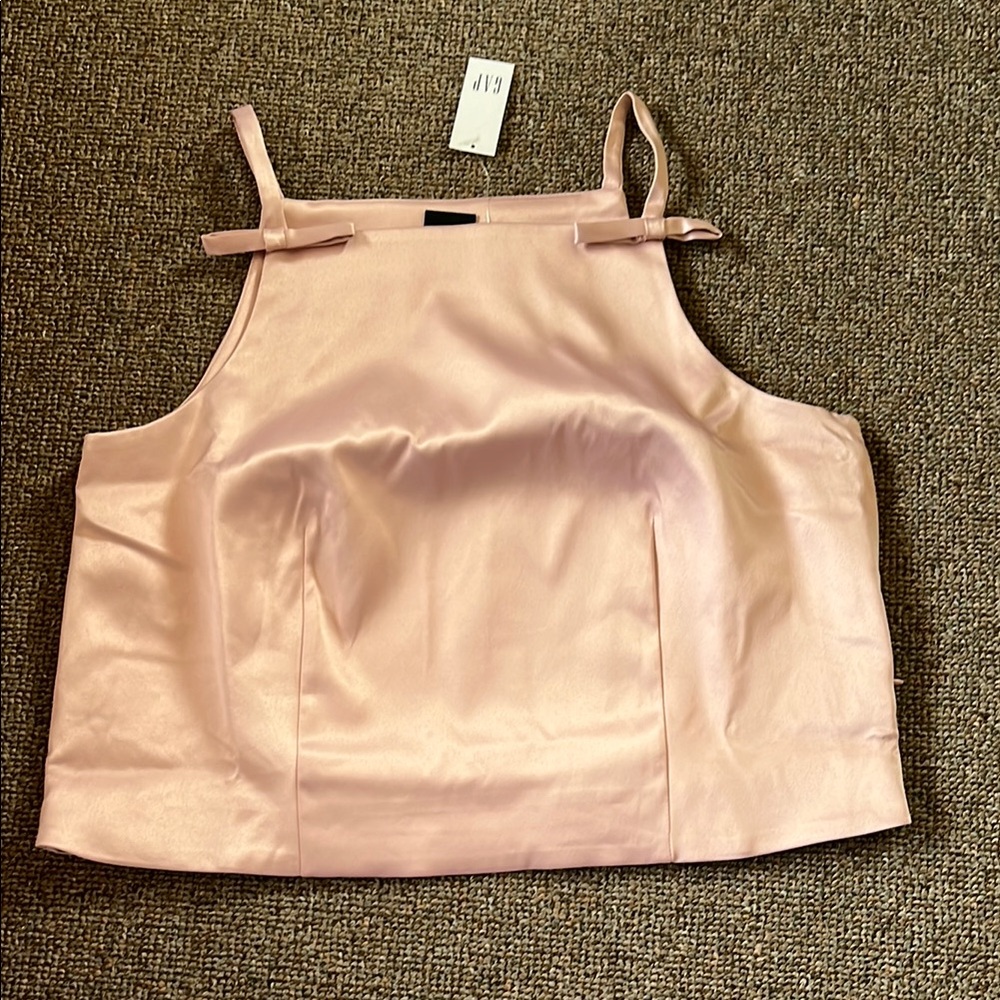 GAP Pink Sleeveless Crop Satin Top